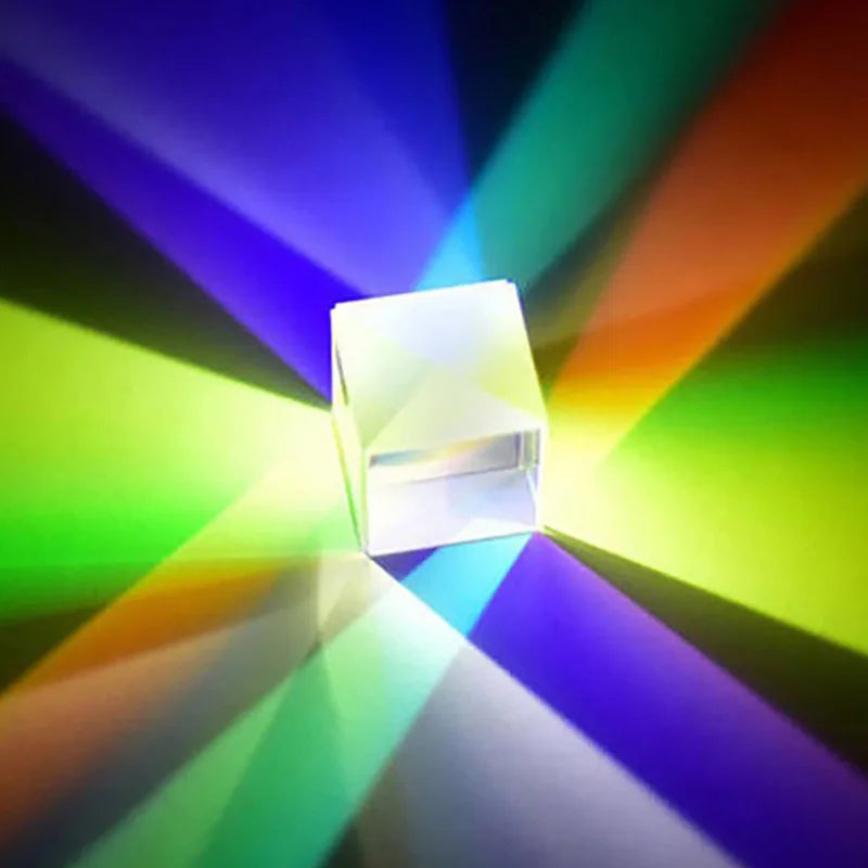 RGB Optical Glass Prism Cube - Dichroic X-Cube for Light Splitting & Combining | Educational Physics Toy & Gift