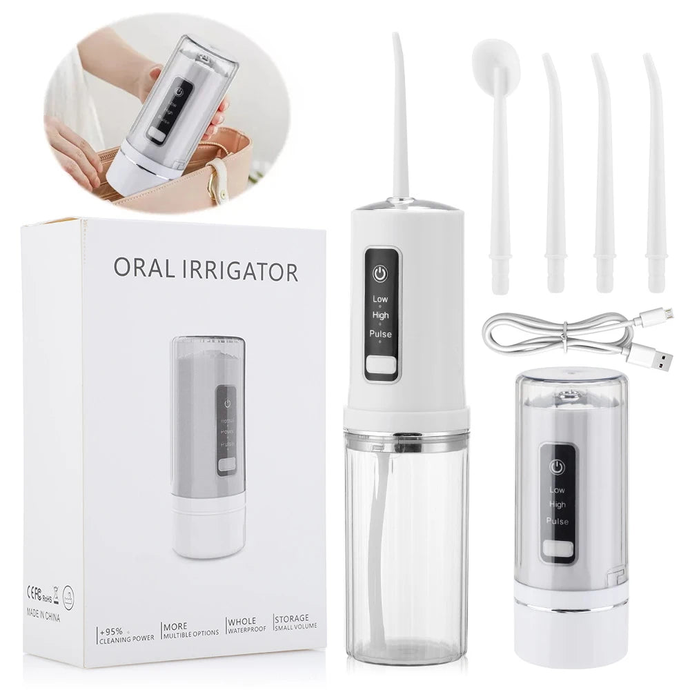 Portable Oral Irrigator Dental Water Jet Flosser for Travel Electric Tooth Cleaning Device Rechargeable Water Pick Mouthwasher