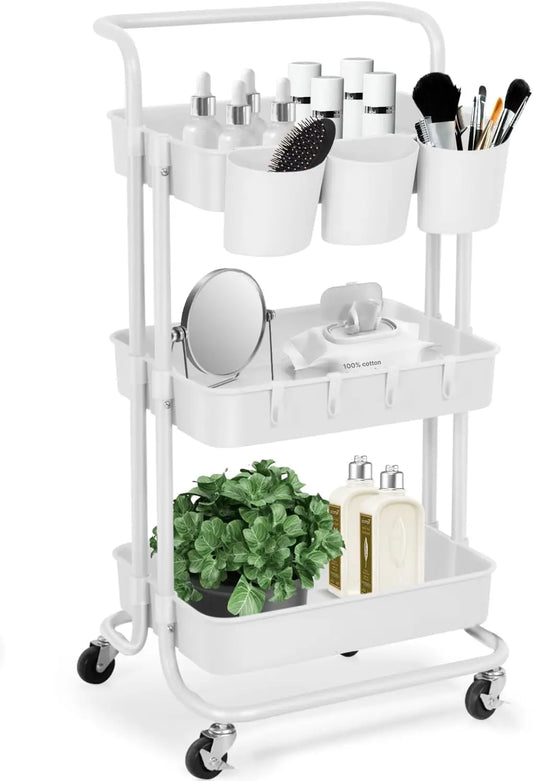 SwiftStack Rolling Cart with Wheels, Waterproof, Adjustable for Office or Kitchen