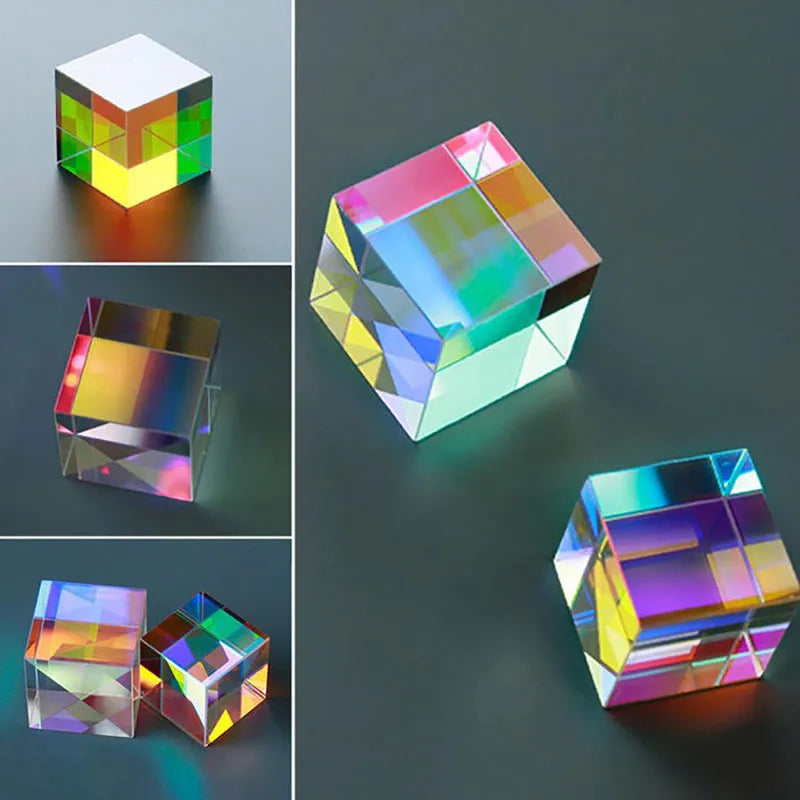 RGB Optical Glass Prism Cube - Dichroic X-Cube for Light Splitting & Combining | Educational Physics Toy & Gift