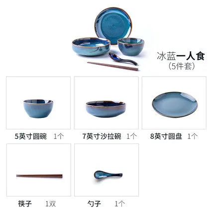 Retro Nordic Pure Color Ceramics, Rice, Soup, Noodle Bowl, Dish, Steak Plate