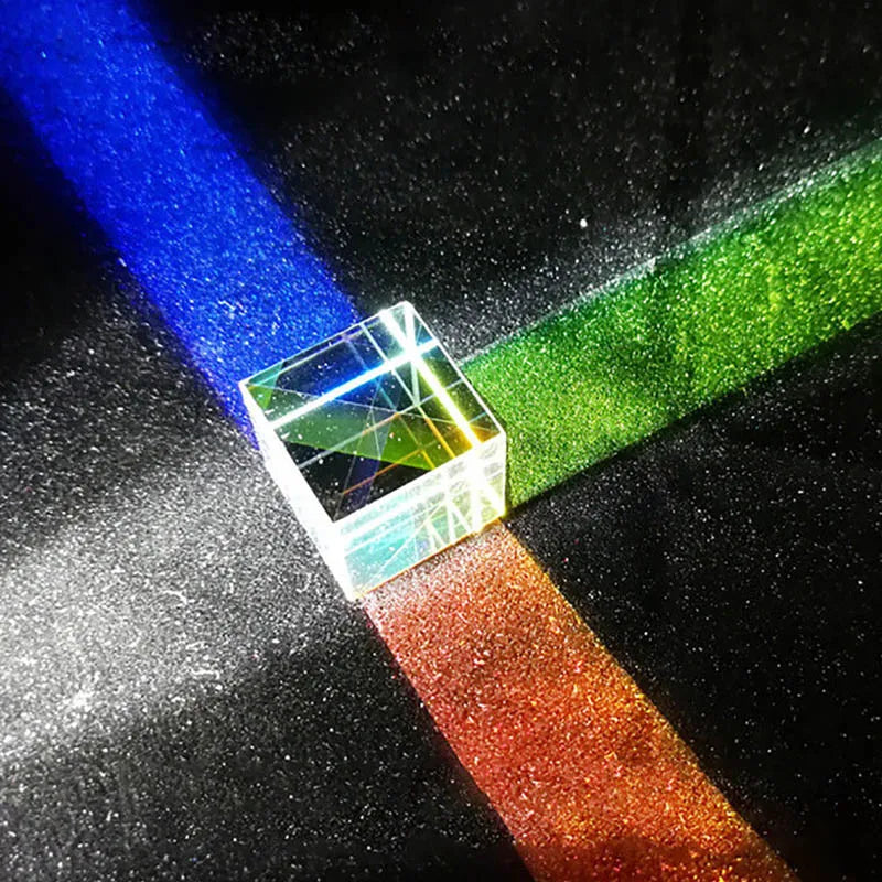 RGB Optical Glass Prism Cube - Dichroic X-Cube for Light Splitting & Combining | Educational Physics Toy & Gift