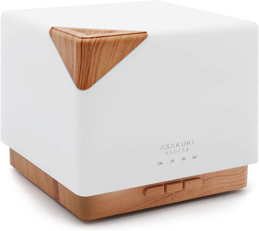 ASAKUKI  700 Ml Premium Essential Oil Diffuser, 5 in 1 Ultrasonic Aromatherapy Fragrant Oil Vaporizer Humidifier, Timer and Auto-Off Safety Switch, 7 LED Light Colors